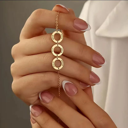 Bracelet Personnalisé Maille Fine - 1 à 3 Anneaux à Graver au Choix