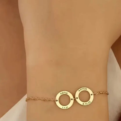 Bracelet Personnalisé Maille Fine - 1 à 3 Anneaux à Graver au Choix