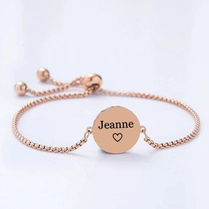 Bracelet Personnalisé Médaillon Gravé - Acier Inoxydable rosé