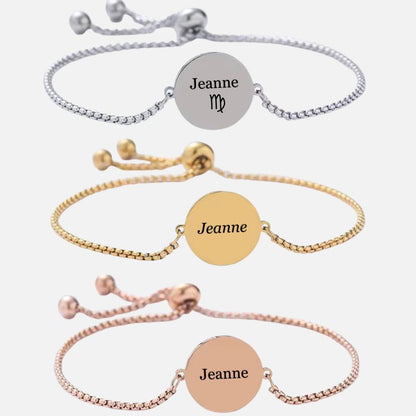 3 Bracelet Personnalisé Médaillon Gravé - Acier Inoxydable