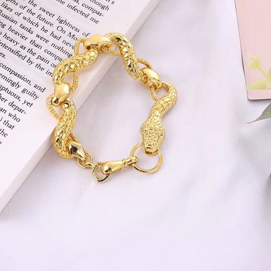Bracelet Serpent Vintage en Acier Inoxydable sur fond blanc d'un livre
