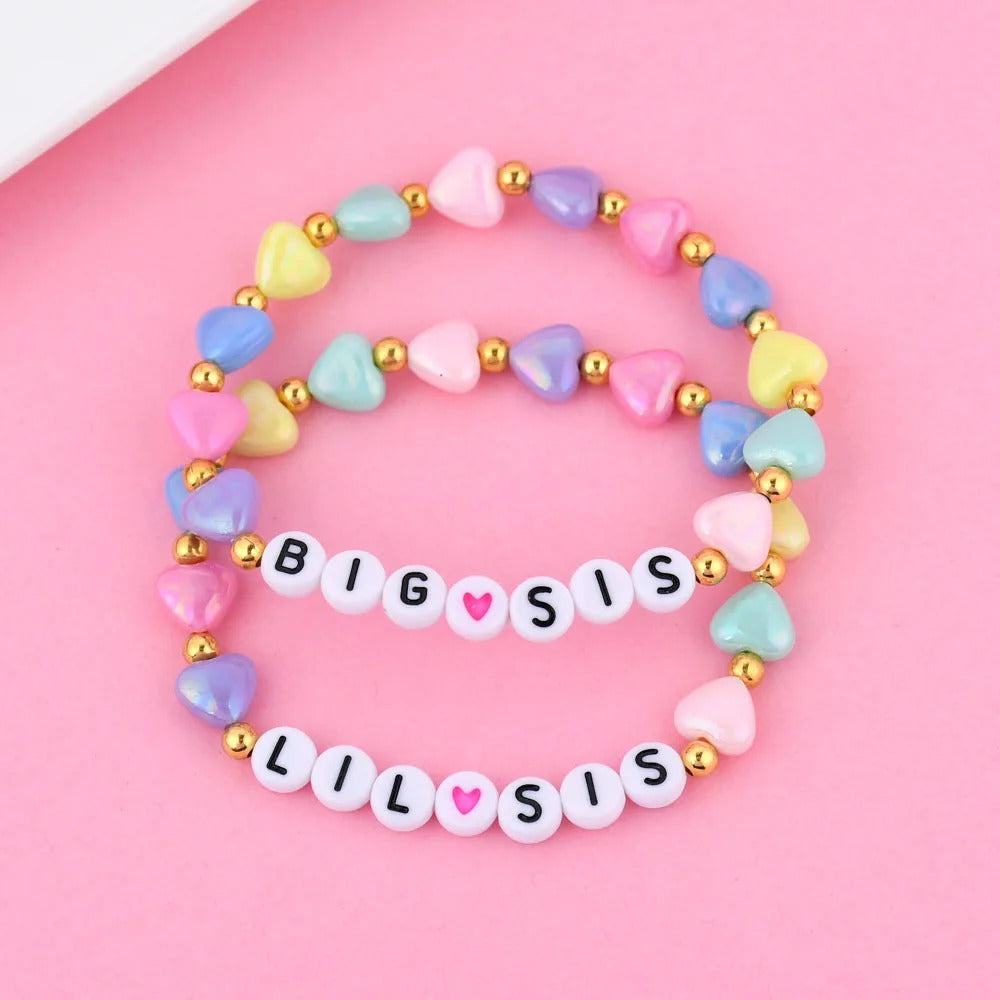 Bracelet Sœur Duo Cœurs Colorés
