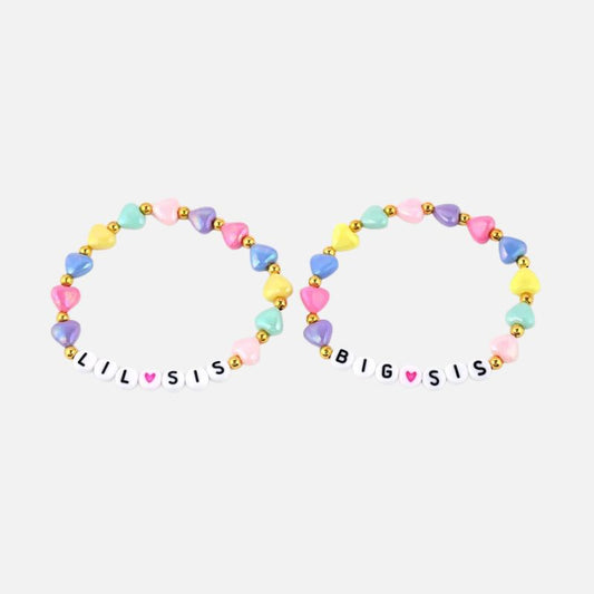 Bracelet Sœur Duo Cœurs Colorés