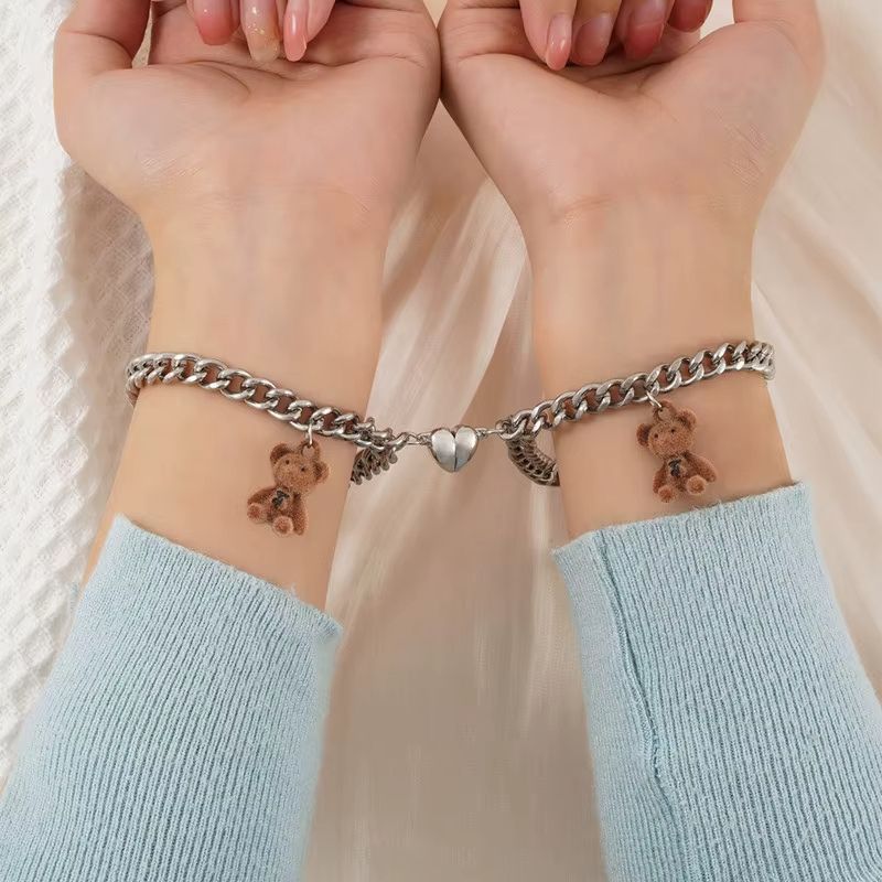 Bracelet Sœur Petits Oursons et Coeur Magnétique
