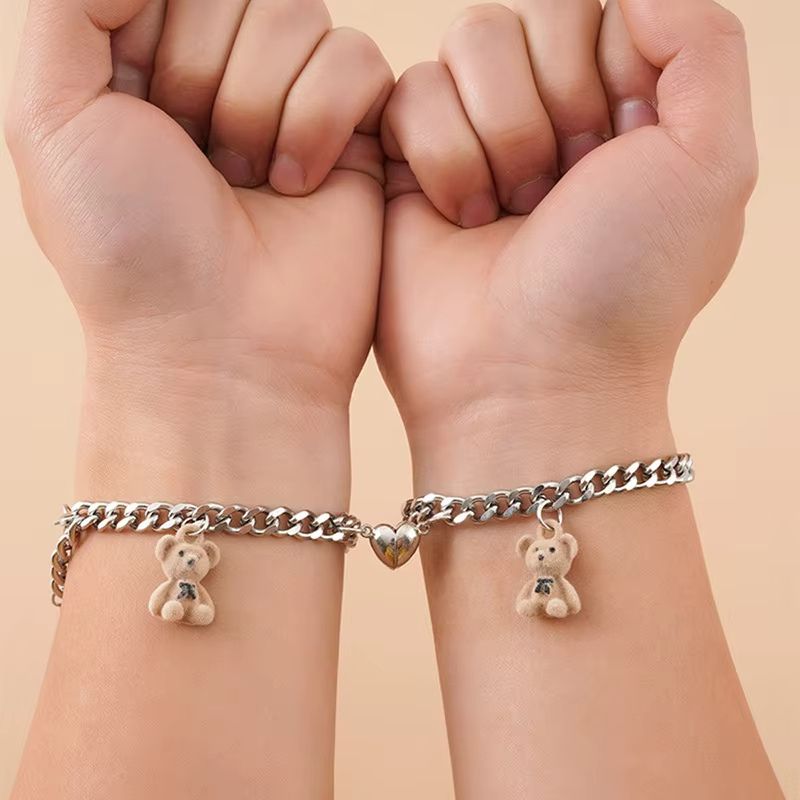 Bracelet Sœur Petits Oursons et Coeur Magnétique