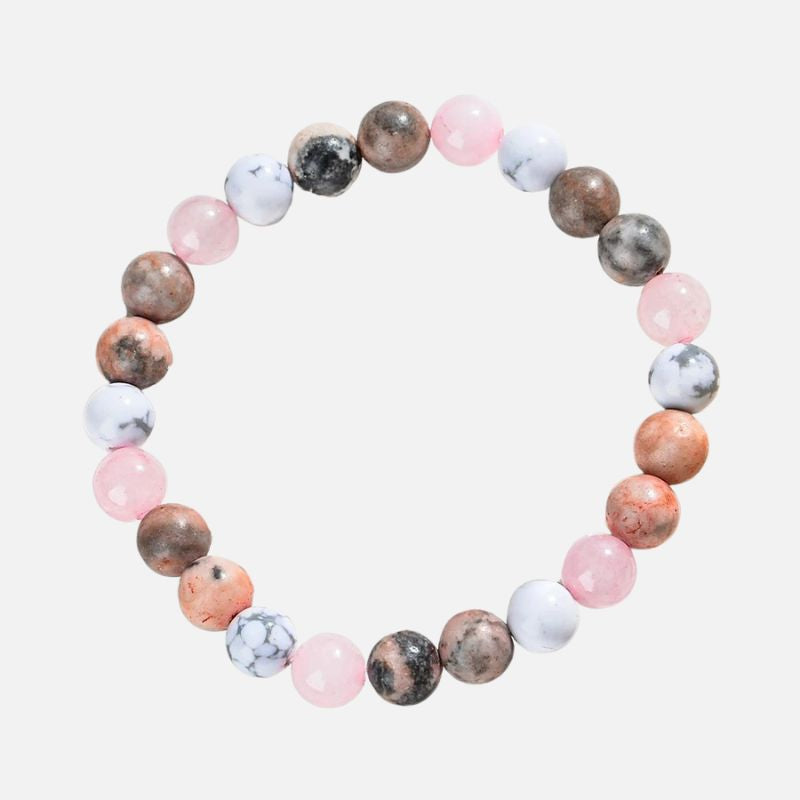 Bracelet Sœur Pierres Naturelles Quartz Rose Et Howlite