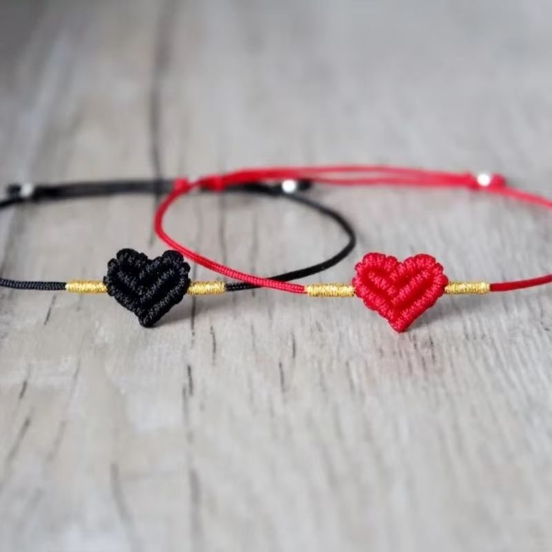 Bracelet Sœur en Tissu Motif Coeur