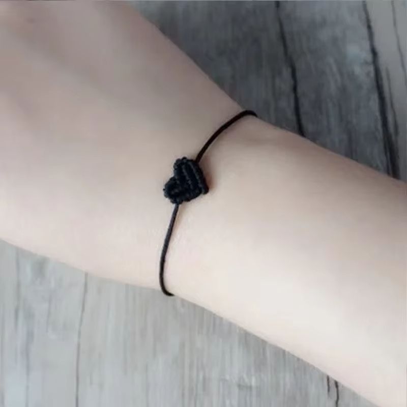 Bracelet Sœur en Tissu Motif Coeur