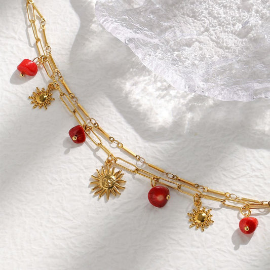 Bracelet Soleil en Pierre et Acier Inoxydable