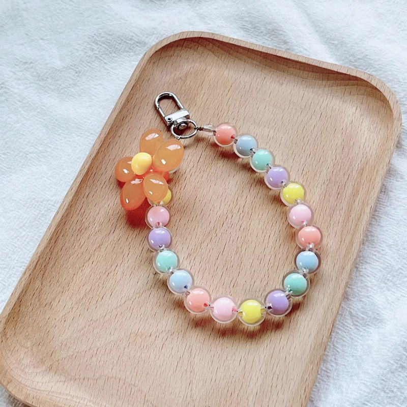 Bracelet Telephone à Perles et Fleur 
