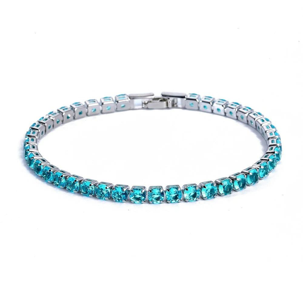 Bracelet Tennis Femme Argenté Coloré