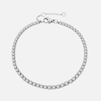 Bracelet Tennis Femme Argenté Délicat - Acier Inoxydable