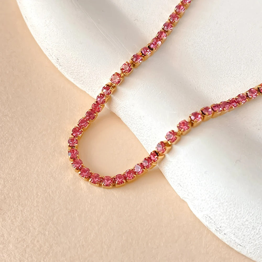 Bracelet Tennis Femme Doré  Élégant - Acier Inoxydable