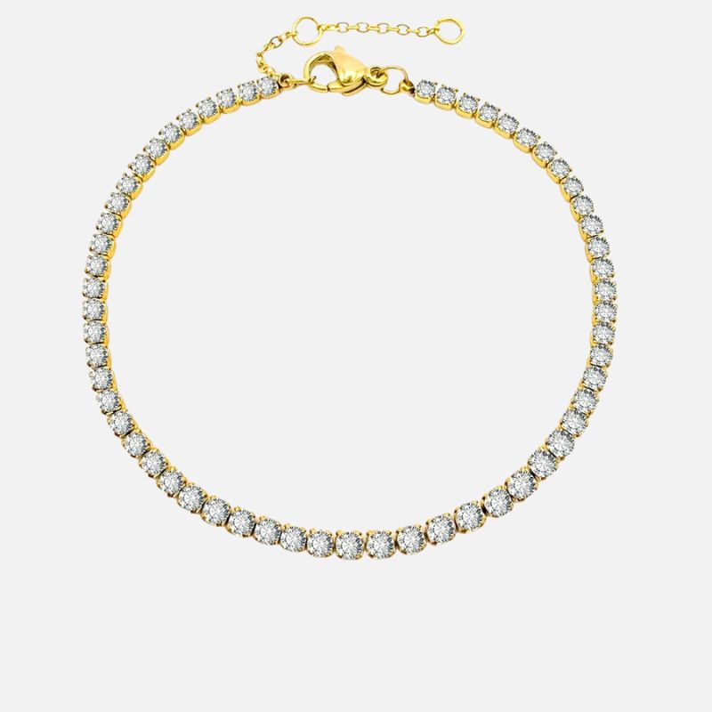 Bracelet Tennis Femme Doré  Élégant - Acier Inoxydable