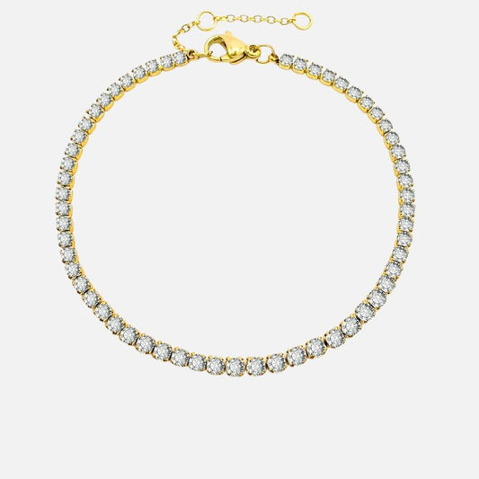 Bracelet Tennis Femme Doré  Élégant - Acier Inoxydable