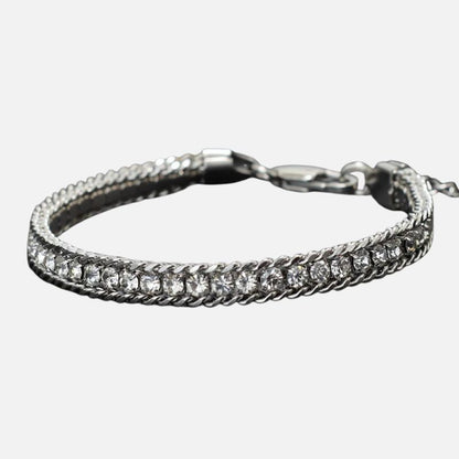 Bracelet Tennis Homme Acier Inoxydable Avec Zircons