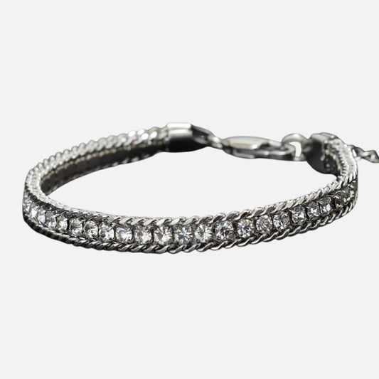 Bracelet Tennis Homme Acier Inoxydable Avec Zircons
