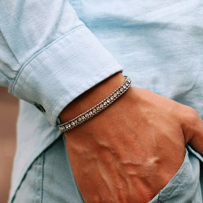 Bracelet Tennis Homme Acier Inoxydable Avec Zircons