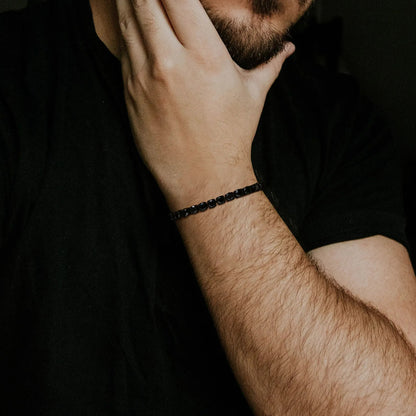 Bracelet Tennis Homme Noir - Acier Inoxydable