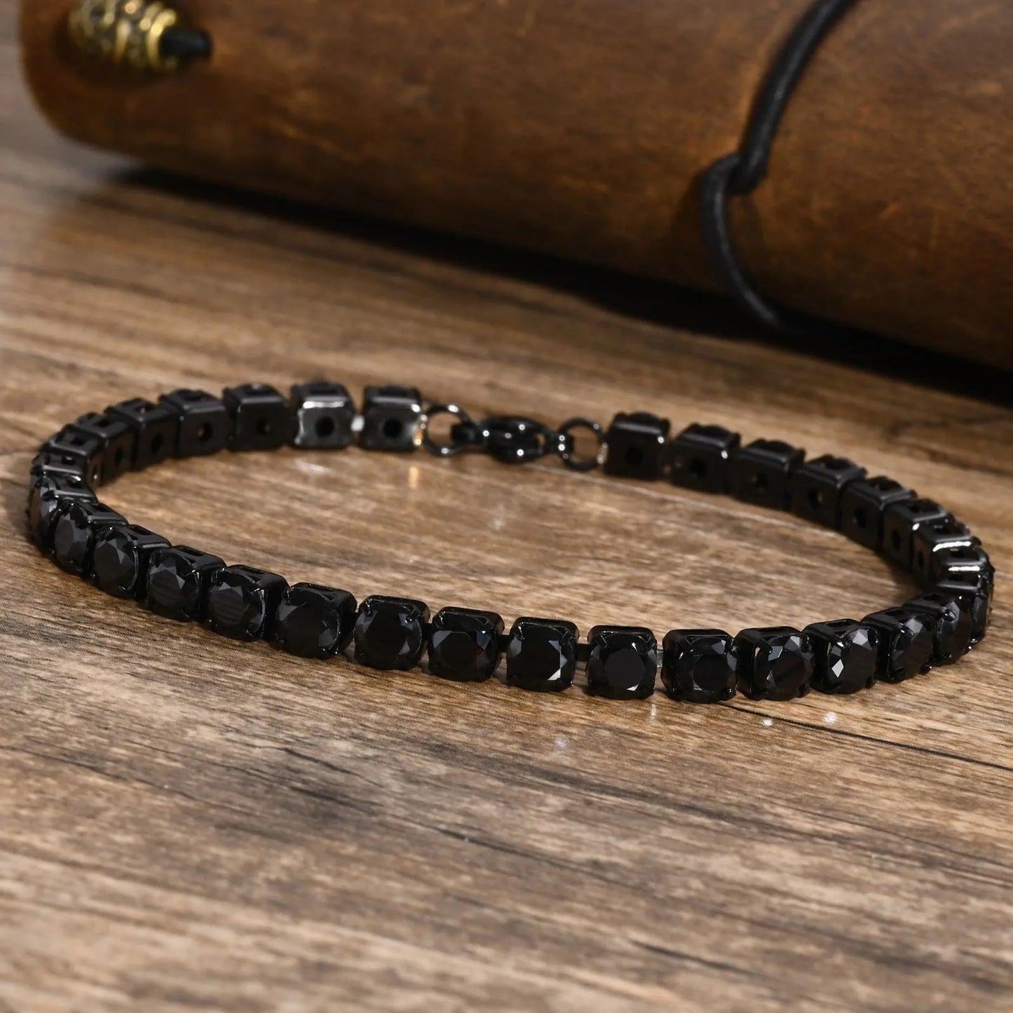 Bracelet Tennis Homme Noir - Acier Inoxydable