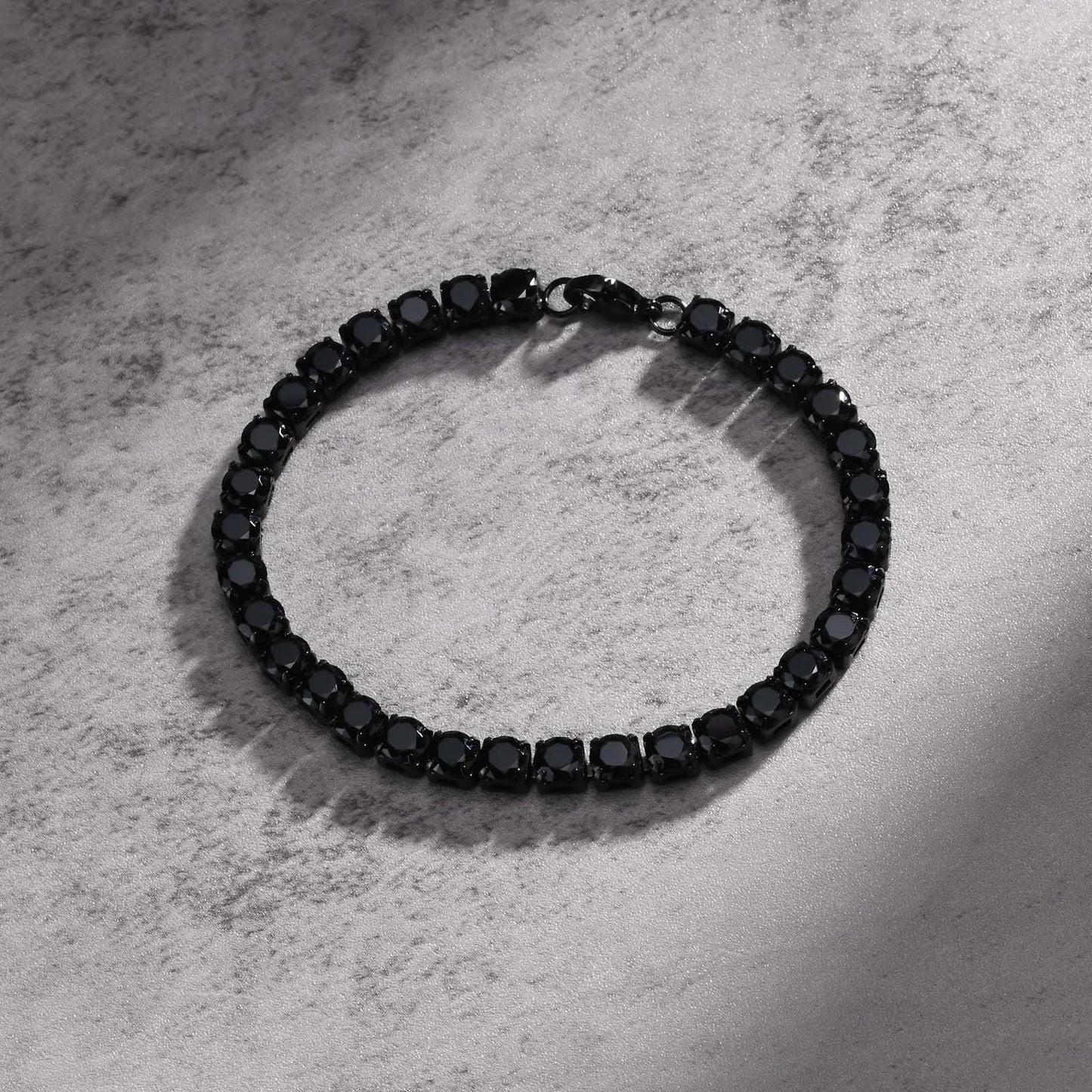 Bracelet Tennis Homme Noir - Acier Inoxydable