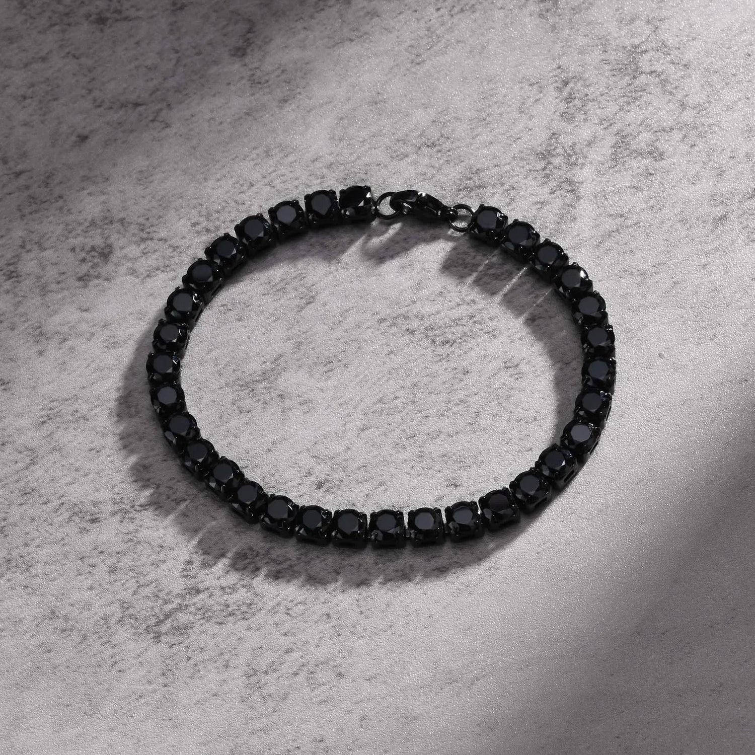 Bracelet Tennis Homme Noir - Acier Inoxydable