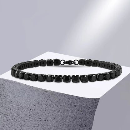 Bracelet Tennis Homme Noir - Acier Inoxydable