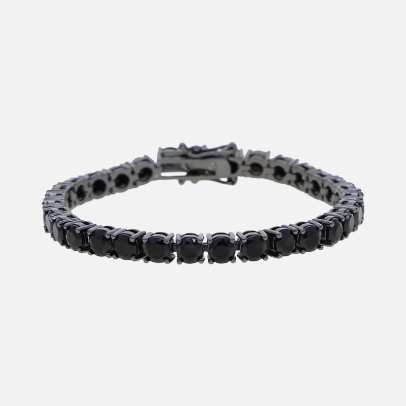 Bracelet Tennis Homme Noir Zircon Et Acier Inoxydable