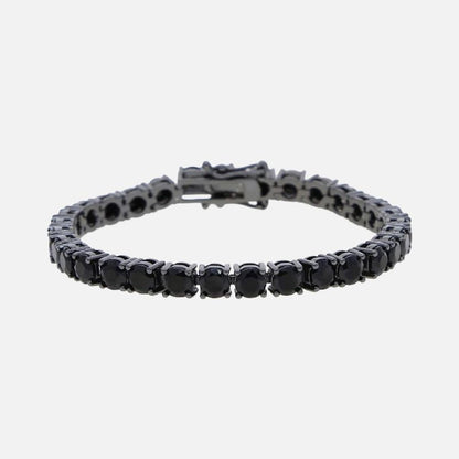 Bracelet Tennis Homme Noir Zircon Et Acier Inoxydable