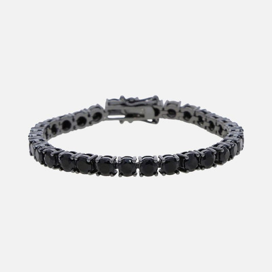 Bracelet Tennis Homme Noir Zircon Et Acier Inoxydable