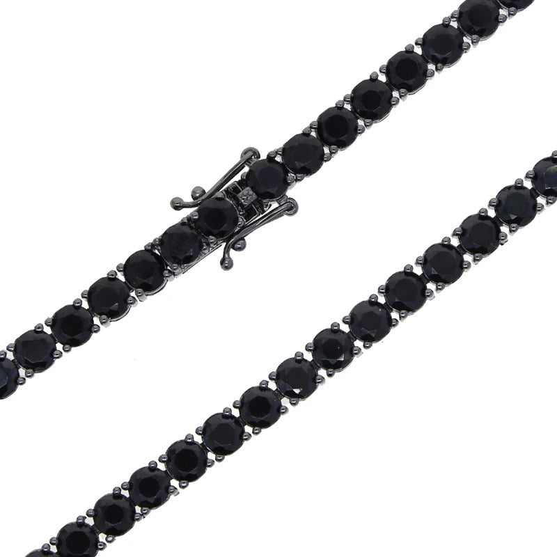 Bracelet Tennis Homme Noir Zircon Et Acier Inoxydable