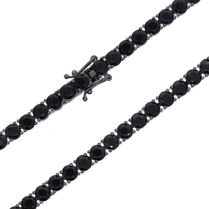 Bracelet Tennis Homme Noir Zircon Et Acier Inoxydable