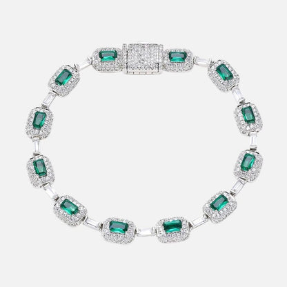 Bracelet Tennis Homme Pierre Verte -Zircon Et Cuivre