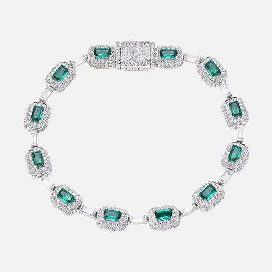 Bracelet Tennis Homme Pierre Verte -Zircon Et Cuivre