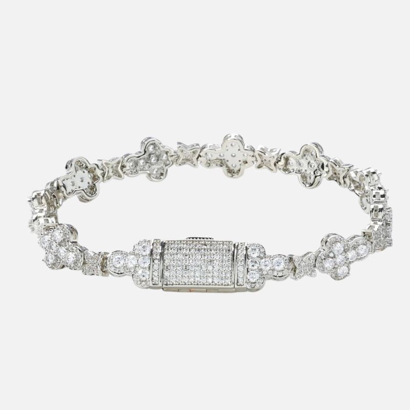 Bracelet Tennis Homme Trèfles Pavés Zircons