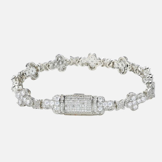 Bracelet Tennis Homme Trèfles Pavés Zircons