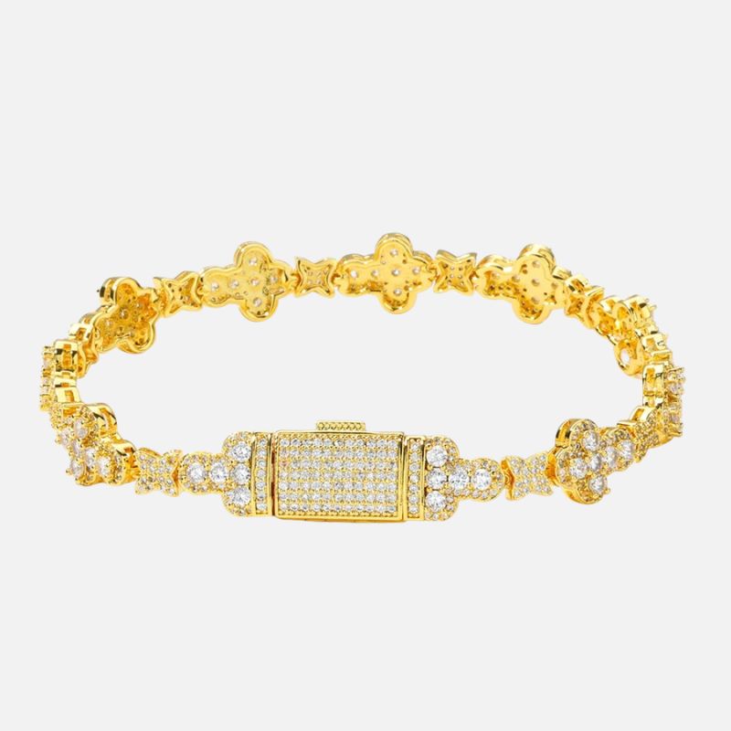 Bracelet Tennis Homme Trèfles Pavés Zircons