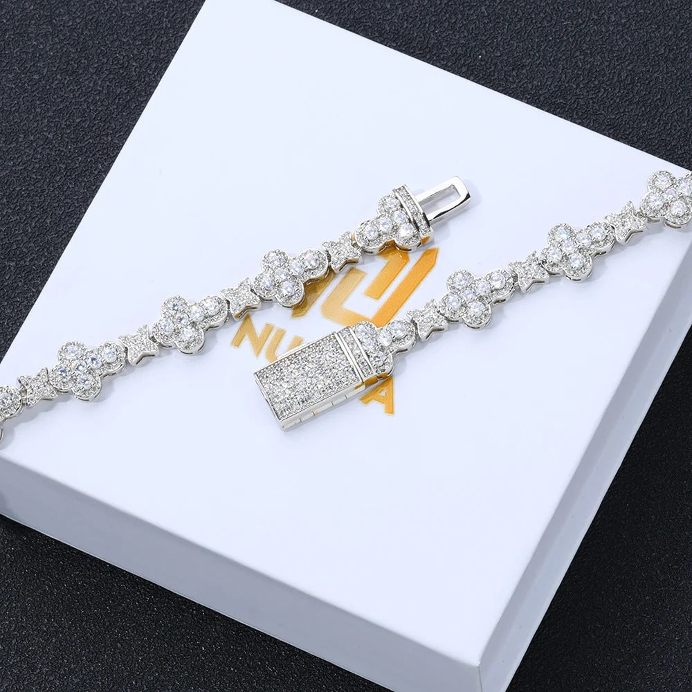 Bracelet Tennis Homme Trèfles Pavés Zircons