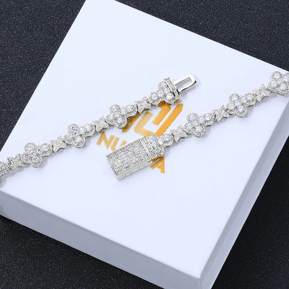 Bracelet Tennis Homme Trèfles Pavés Zircons