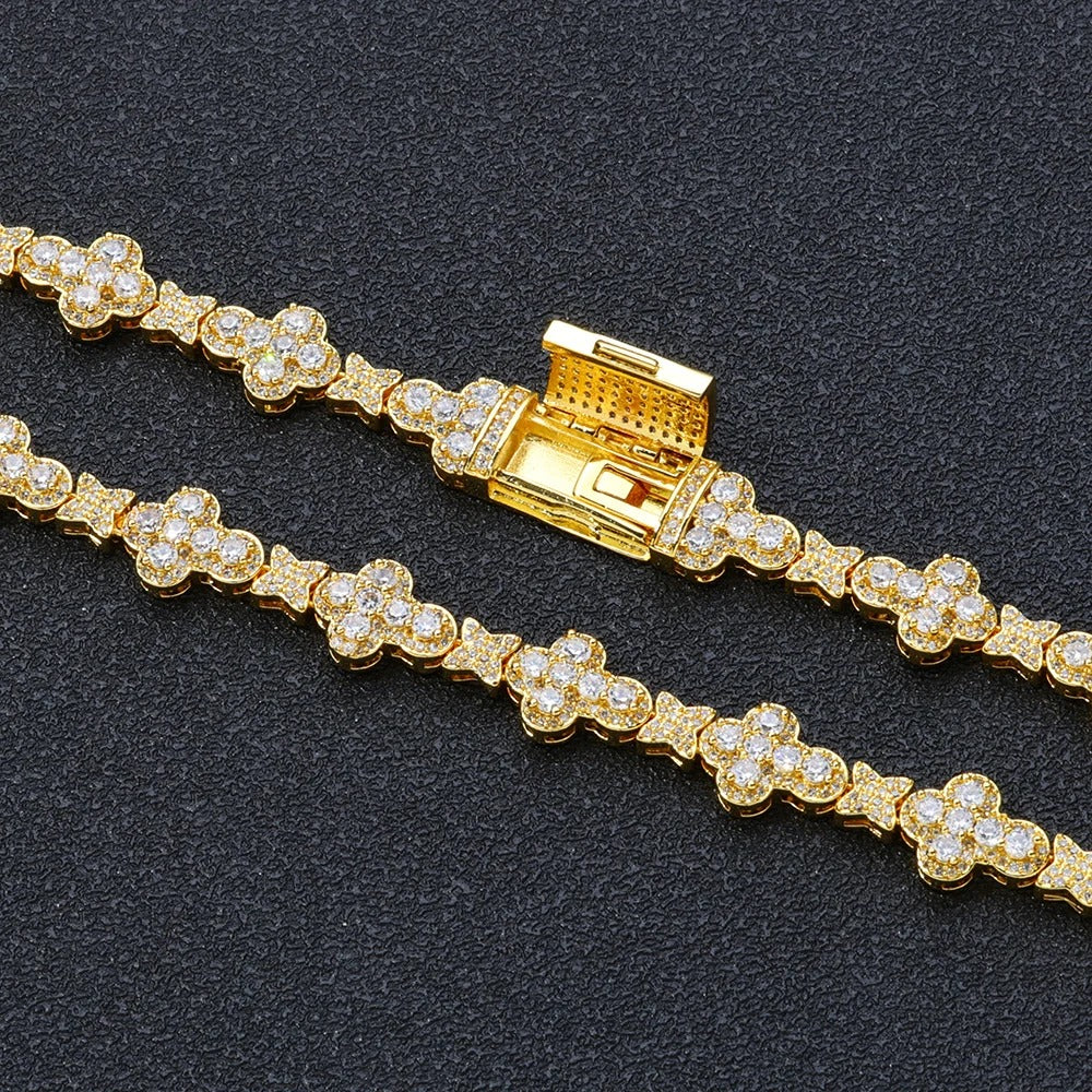 Bracelet Tennis Homme Trèfles Pavés Zircons