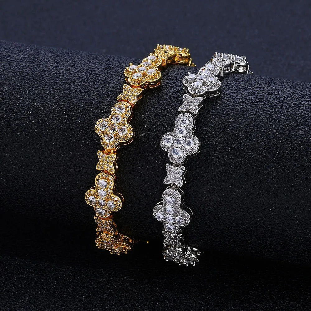 Bracelet Tennis Homme Trèfles Pavés Zircons