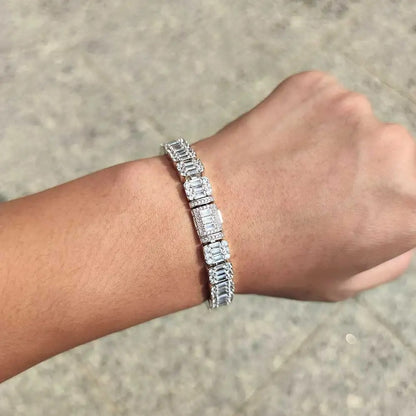 Bracelet Tennis Homme Zircon Baguette Pavé