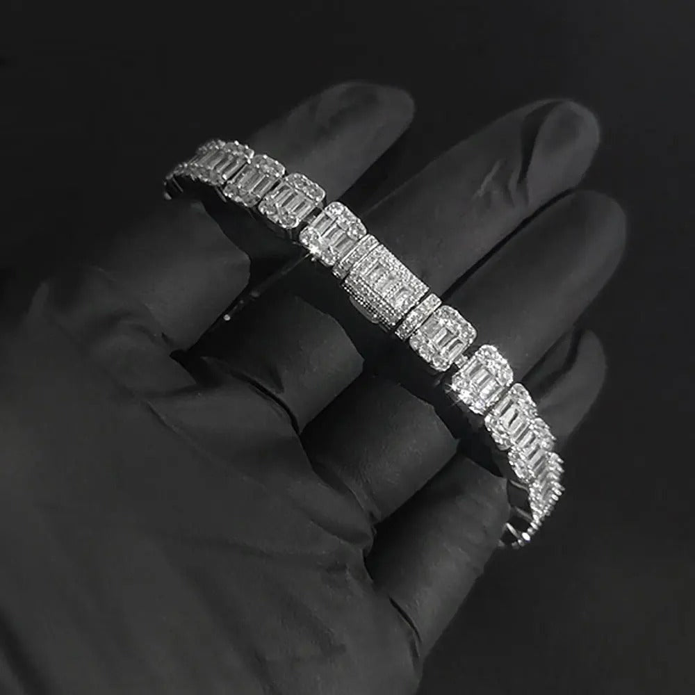 Bracelet Tennis Homme Zircon Baguette Pavé