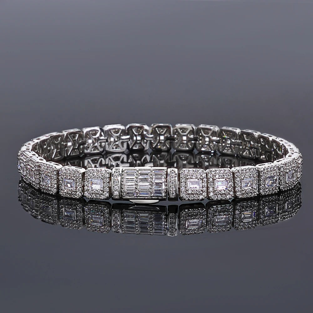 Bracelet Tennis Homme Zircon Baguette Pavé