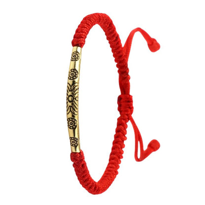 Bracelet Tibétain Barrette Dorée Cordon Tressé