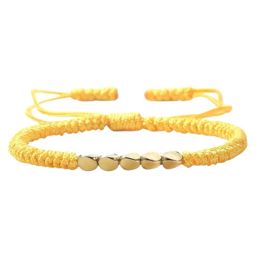 Bracelet Tibétain Cordon Coloré Perles Dorées