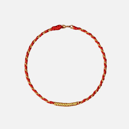 Bracelet Tibétain Femme Fil Rouge Et Or 24K