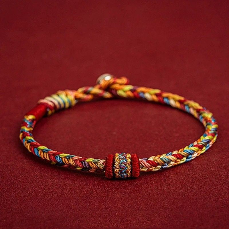 Bracelet Tibétain Femme Tresse Multicolore