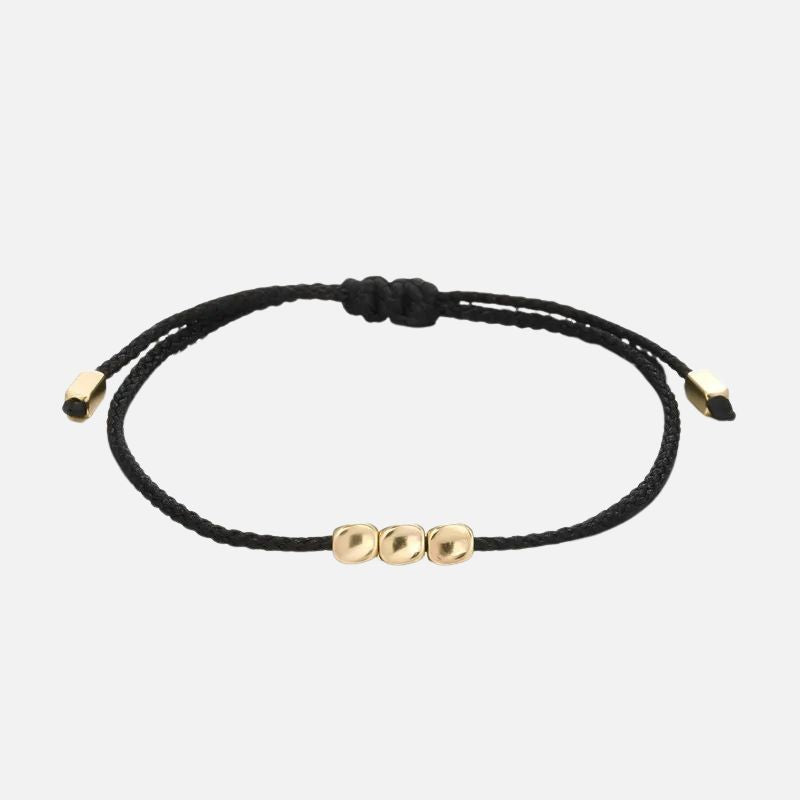 Bracelet Tibétain Femme Trois Perles Dorées