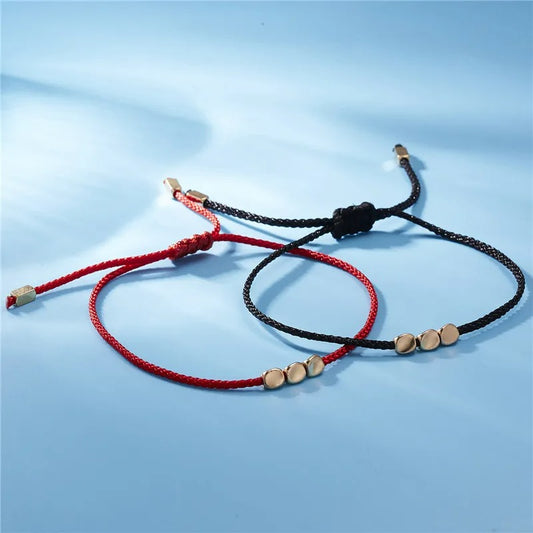 Bracelet Tibétain Femme Trois Perles Dorées
